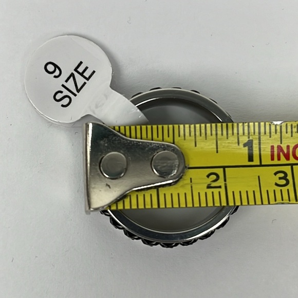 Stainless Steel Black Chain Spinner Fidget Unisex Ring Silver Tone Sz 9 NWOT - Picture 4 of 5